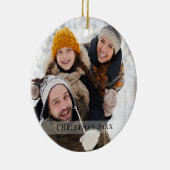 ホリデーモダンファミリーフォトスノーフレーク セラミックオーナメント (右)