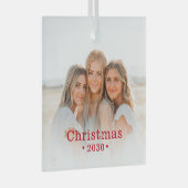 ホリデーモダンファミリー写真 ガラスオーナメント (正面右)