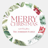 ホリデーモダンフローラメリークリスマス ラウンドシール (正面)