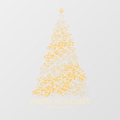 ホリデーモダン金ゴールドクリスマスツリー ウィンドウサイン (シート)