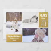ホリデーモダン金ゴールドピースラブジョイフォトコラージュ シーズンカード (正面)