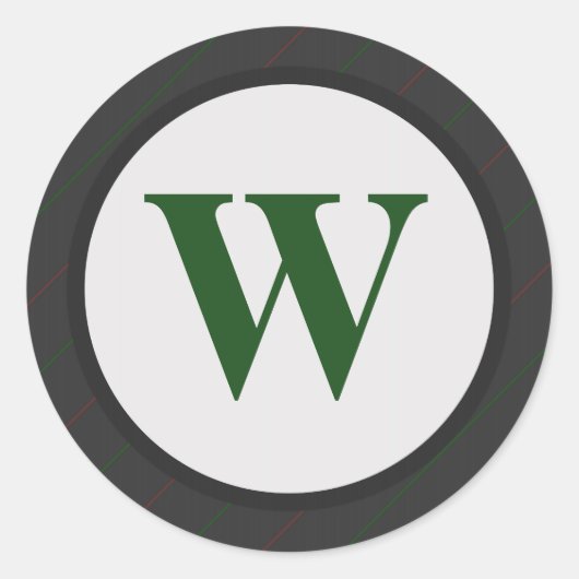 ホリデーモノグラムの封筒用シールステッカーw文字 ラウンドシール (正面)