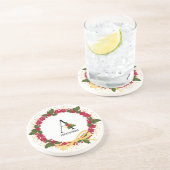 ホリデーモノグラムイニシャルパーソナライズされたA コースター (側面)