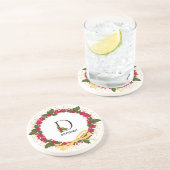 ホリデーモノグラムイニシャルD パーソナライズされた コースター (側面)