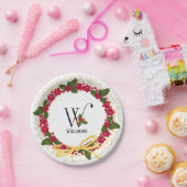 ホリデーモノグラムイニシャルW パーソナライズされた ペーパープレート (パーティー)