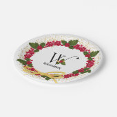 ホリデーモノグラムイニシャルW パーソナライズされた ペーパープレート (アングル)