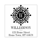 ホリデーモノグラムスクエアスノーフレーク差出人住所 ラバースタンプ (インプリント)