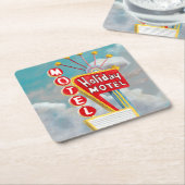 ホリデーモーテルサイン スクエアペーパーコースター (アングル)