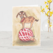 ホリデーヤギのオーナメント カード (黄色い花)