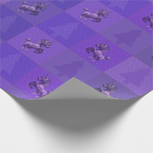 ホリデーユニコーンクリスマスラッピング紙（紫） ラッピングペーパー (角)