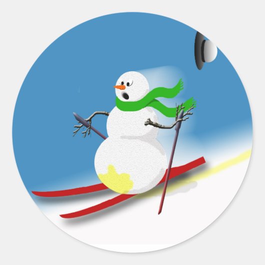 ホリデーユーモスクリスマスジョーク雪だるまカードステッカー ラウンドシール (正面)