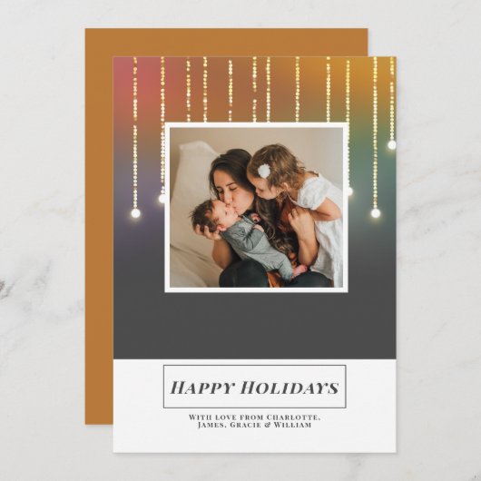 ホリデーライツエレガントクリスマスカード 招待状 (正面/裏面)