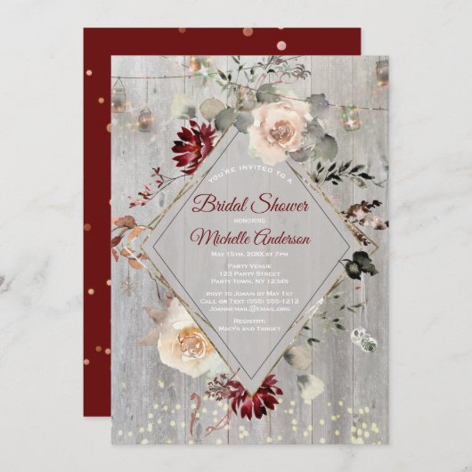 ホリデーライツメイスンジャーフローラブライダルシャワー 招待状 (正面/裏面)