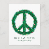 ホリデーライトの平和のリース シーズンポストカード (正面)