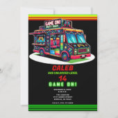 ホリデーライトゲーミングバストラック誕生日パーティー 招待状 (正面)