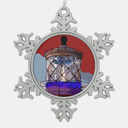 ホリデーライトハウス スノーフレークピューターオーナメント (正面)