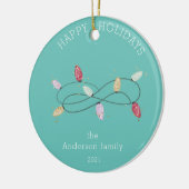 ホリデーライトハッカラフルプホリデーズフォト セラミックオーナメント (左)