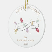 ホリデーライトハッカラフルプホリデーズフォト セラミックオーナメント (左)