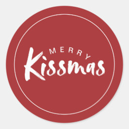 ホリデーラウンドステッカー |クラシッククリスマス赤キス ラウンドシール