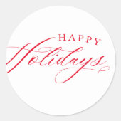 ホリデーラッピングハッピーホリデー可愛エレガント赤 ラウンドシール (正面)