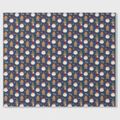 ホリデーラッピング紙サンタとジンジャーブレッドマン ラッピングペーパー (フラット)