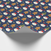 ホリデーラッピング紙サンタとジンジャーブレッドマン ラッピングペーパー (角)