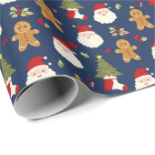 ホリデーラッピング紙サンタとジンジャーブレッドマン ラッピングペーパー (ロールコーナー)