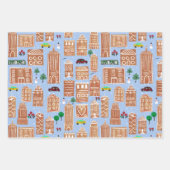 ホリデーラッピング紙ジンジャーブレッドシティデザイン ラッピングペーパーシート (正面3)