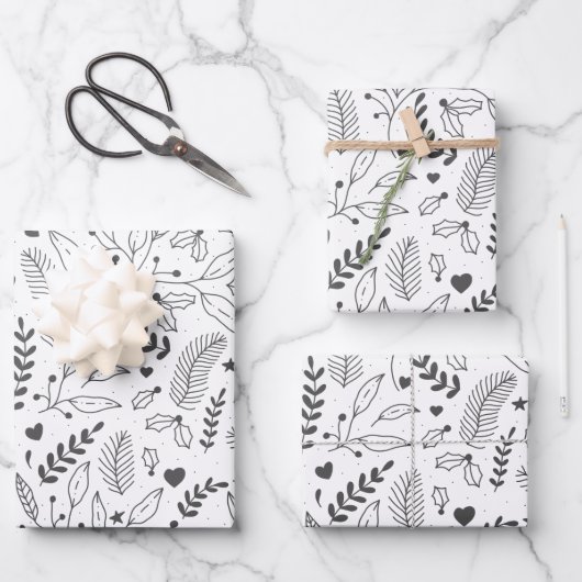 ホリデーラッピング紙セット3枚 ラッピングペーパーシート (正面)