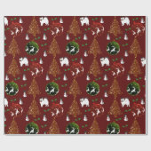ホリデーラッピング紙：サモイェーズ、トナカイ… ラッピングペーパー (フラット)
