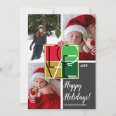 ホリデーラブ 3枚の写真 ミニマルクリスマスフォト 招待状 (正面)