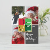 ホリデーラブ 3枚の写真 ミニマルクリスマスフォト 招待状 (スタンド正面)