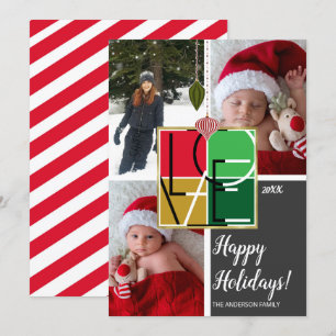 ホリデーラブ 3枚の写真 ミニマルクリスマスフォト 招待状
