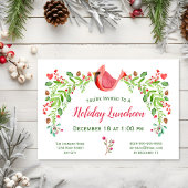 ホリデーランチまたはその他のイベント（鳥）ショウジョウコウカンチョウ水彩 招待状