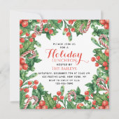 ホリデーランチョンウォーターカラークリスマスフローラ 招待状 (正面)