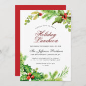 ホリデーランチョンレッドホリーベリークリスマス 招待状 (正面/裏面)