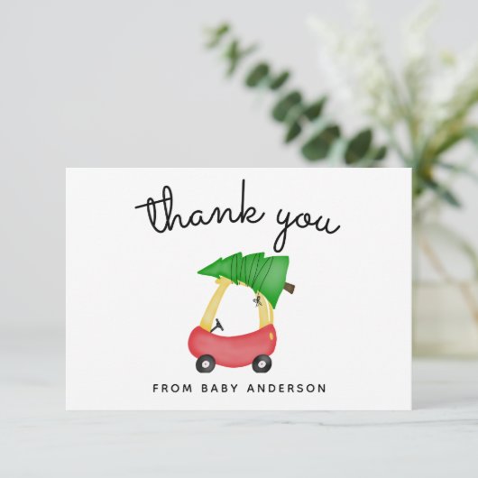ホリデーリトルレッドカーベビーシャワーありがとう サンキューカード (スタンド正面)