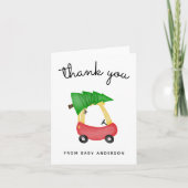 ホリデーリトルレッドカーベビーシャワーありがとう サンキューカード (正面)
