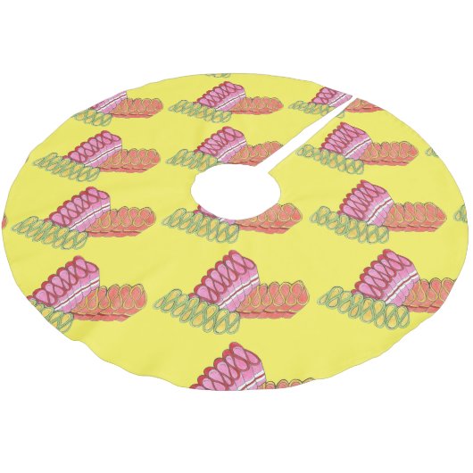 ホリデーリボン懸命キャンディイエロークリスマススイーツ ブラッシュドポリエステルツリースカート (アングル)