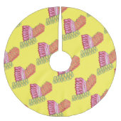 ホリデーリボン懸命キャンディイエロークリスマススイーツ ブラッシュドポリエステルツリースカート (正面)