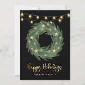 ホリデーリースと金ゴールド列ライトオンブラック シーズンカード (正面)