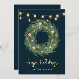 ホリデーリースと金ゴールド列灯付き青 シーズンカード