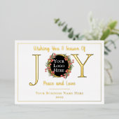 ホリデーリースジョイ平和とラブビジネスロゴ 箔シーズンカード (立ち正面)