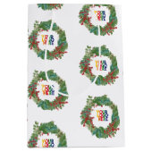 ホリデーリースビジネスロゴクリスマス ミディアムペーパーバッグ (正面)