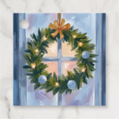 ホリデーリース クリスマス 水彩画 フェイバータグ (正面)