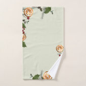 ホリデーリーフ乾燥まんだらんのオレンジ松グリーン バスタオルセット (ハンドタオル)