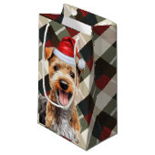 ホリデーレイクランドテリアードッグおもしろいプレイドクリスマス スモールペーパーバッグ (正面アングル)