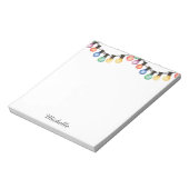 ホリデーレインボークリスマスライトパーソナライズされた名 ノートパッド (回転)