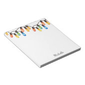 ホリデーレインボークリスマスライトパーソナライズされた名 ノートパッド (アングル)