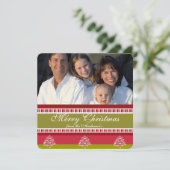 ホリデーレター赤と緑のツリーパターンカード 招待状 (スタンド正面)